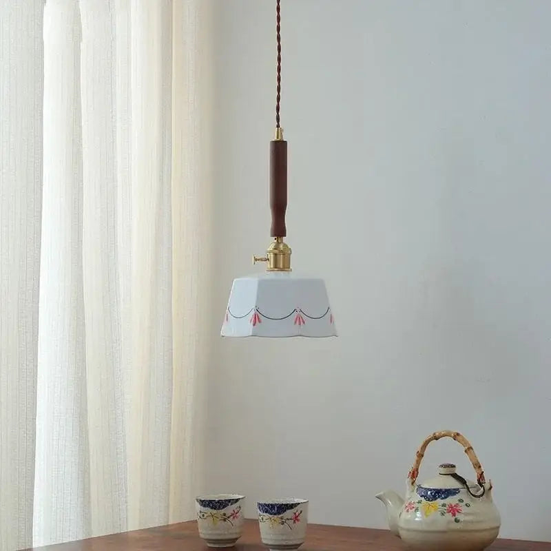 Modern scalloped floral ceramic led pendant light kitchen decor