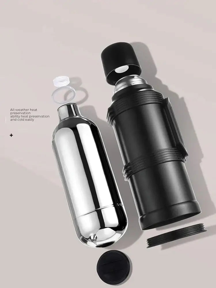 DecorBites™ 2000ML Glass Liner Insulated Kettle with Folding Handle Thermos Cup