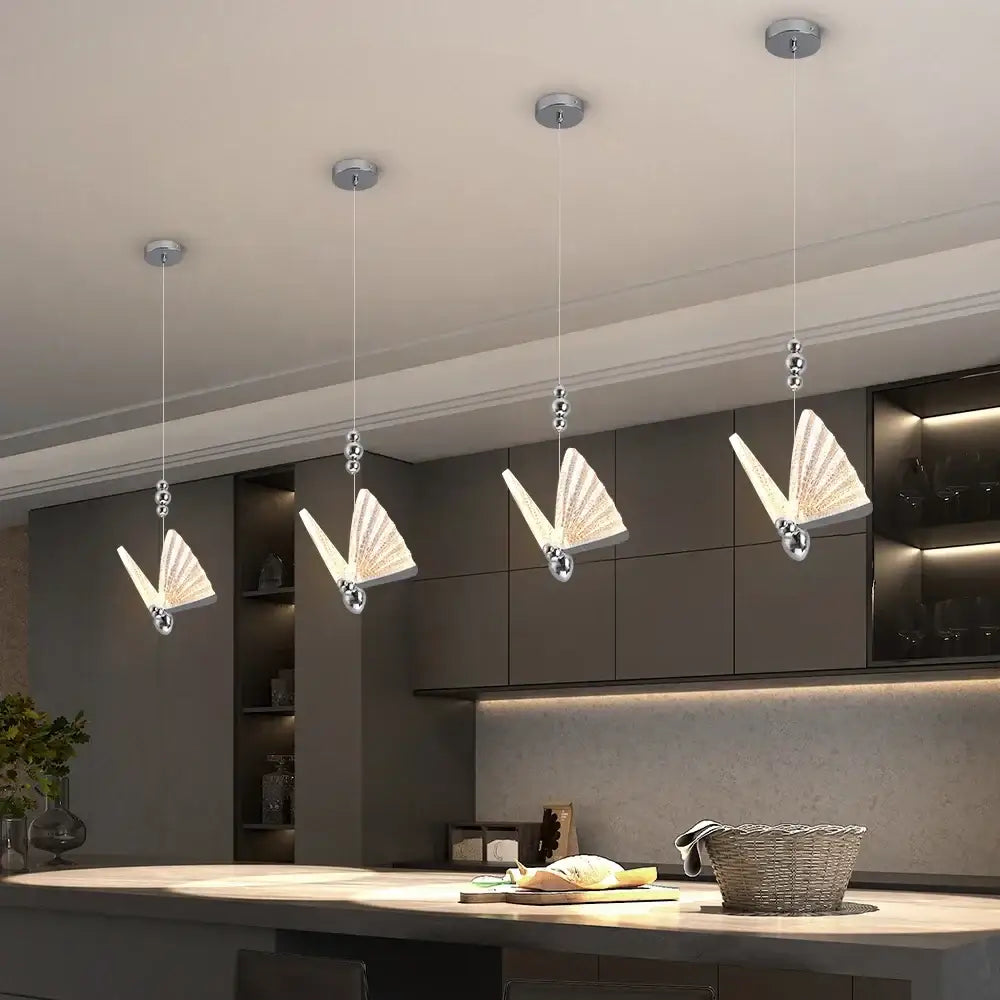 Modern silver butterfly led chandelier pendant light dining room