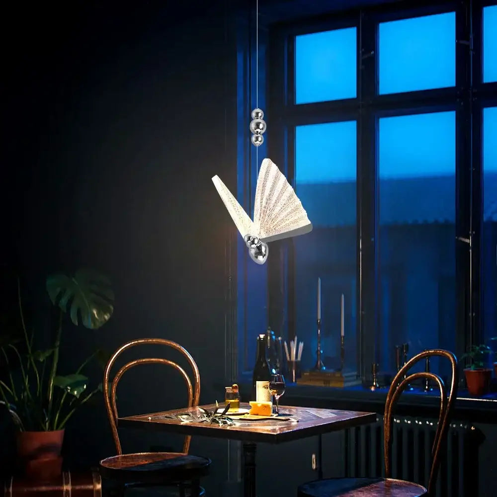 Modern silver butterfly led chandelier pendant light dining room