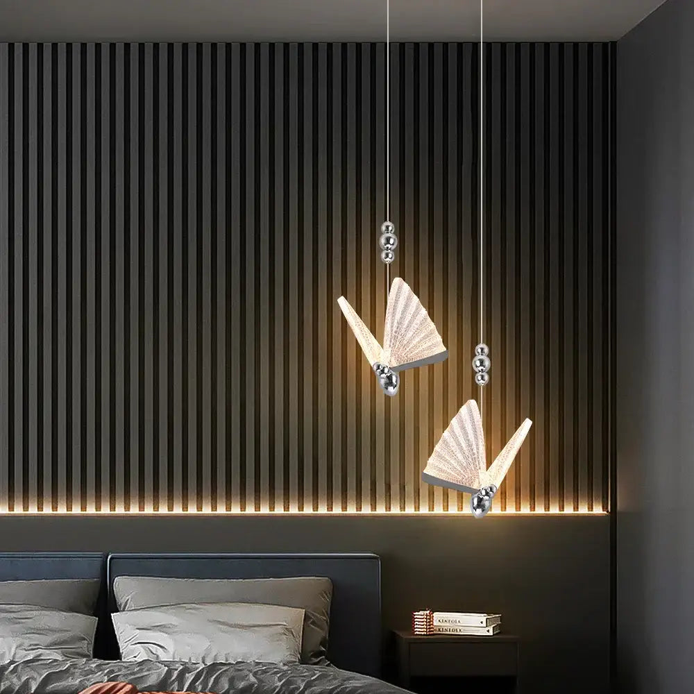 Modern silver butterfly led pendant light for living room kitchen
