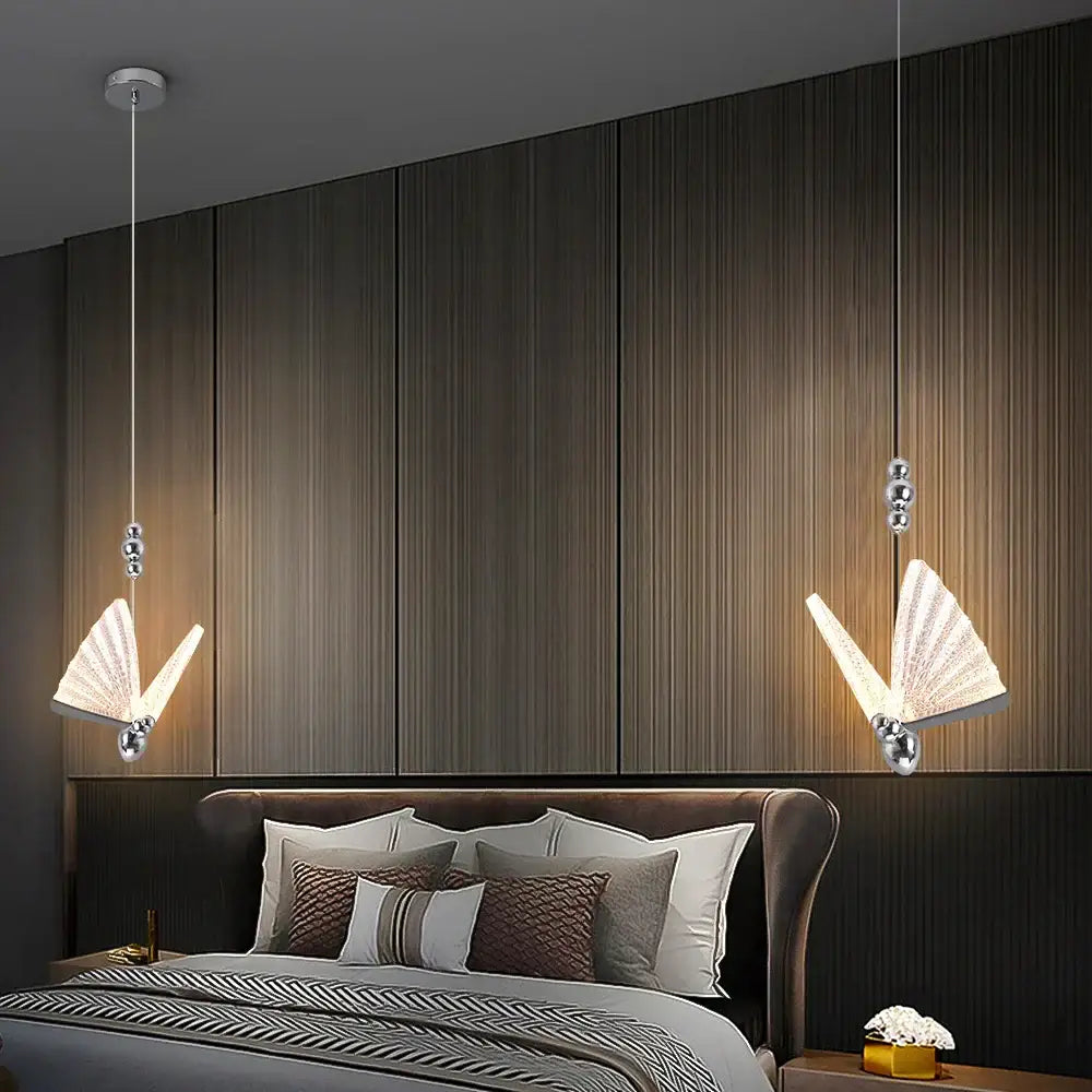 Modern silver butterfly led pendant light for living room kitchen