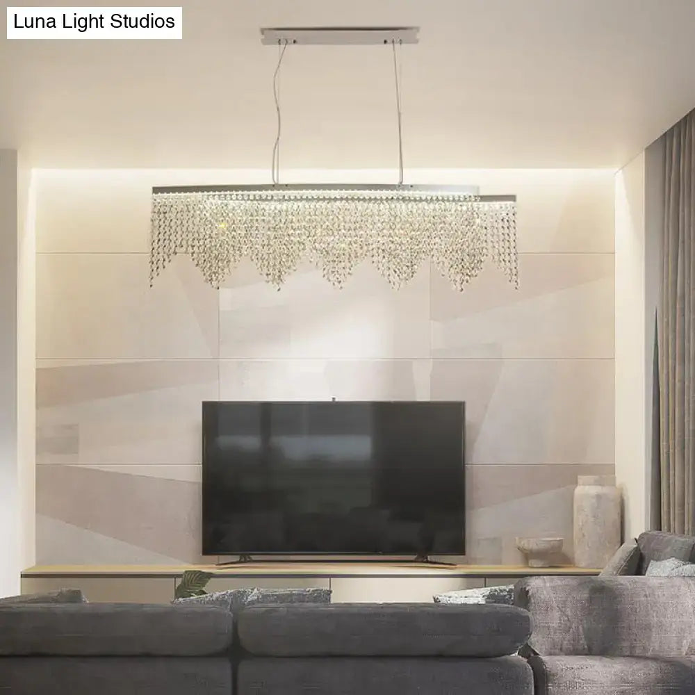 Modern silver crystal island pendant dining room chandelier