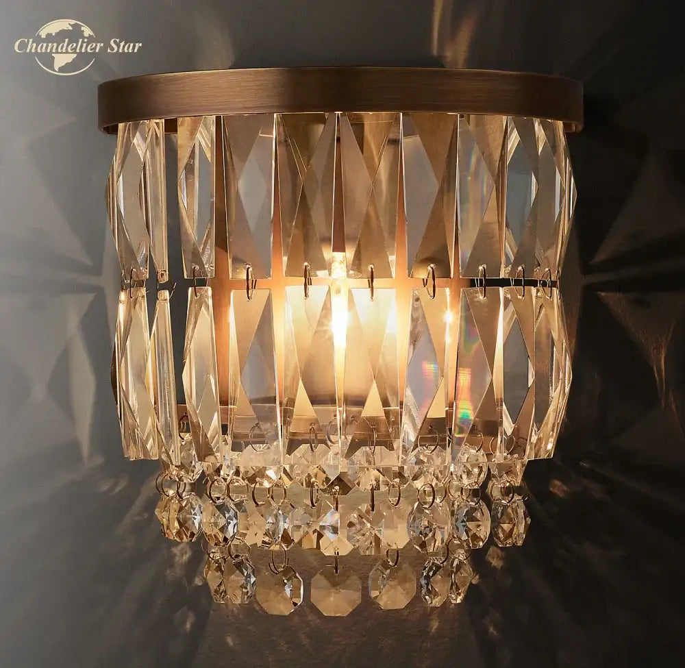 Modern silver crystal led wall sconce – living room light fixture
