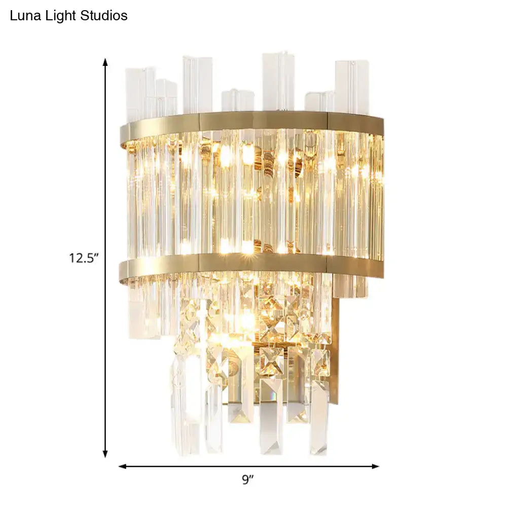 Modern silver crystal tiered wall mounted light dining room fixture