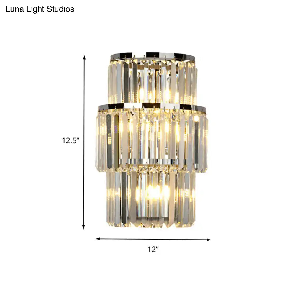 Modern silver crystal wall mounted light living room sconce