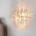 DecorBites™ Modern Silver Double-Layered Wall Sconce with Clear Crystal Accents - 2 Lights