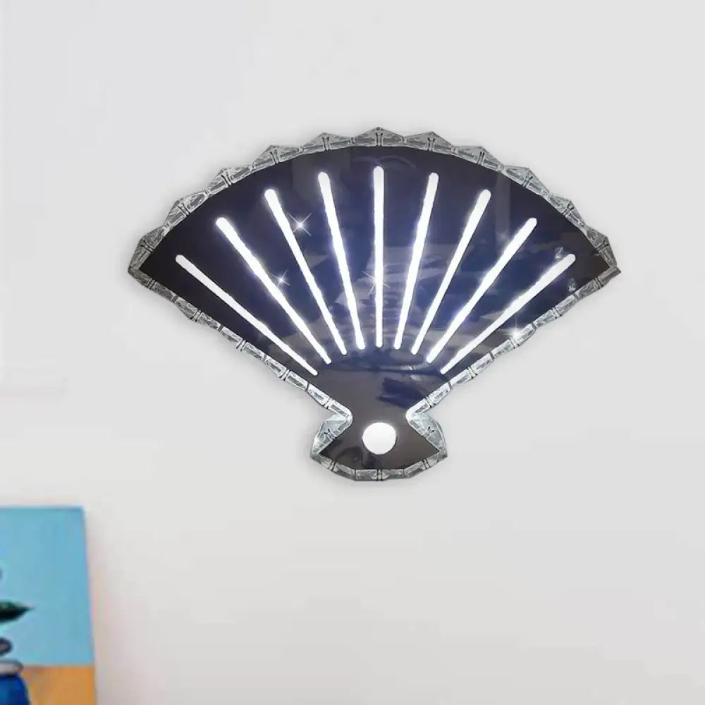 Modern silver fan wall lamp bedroom scalloped led light