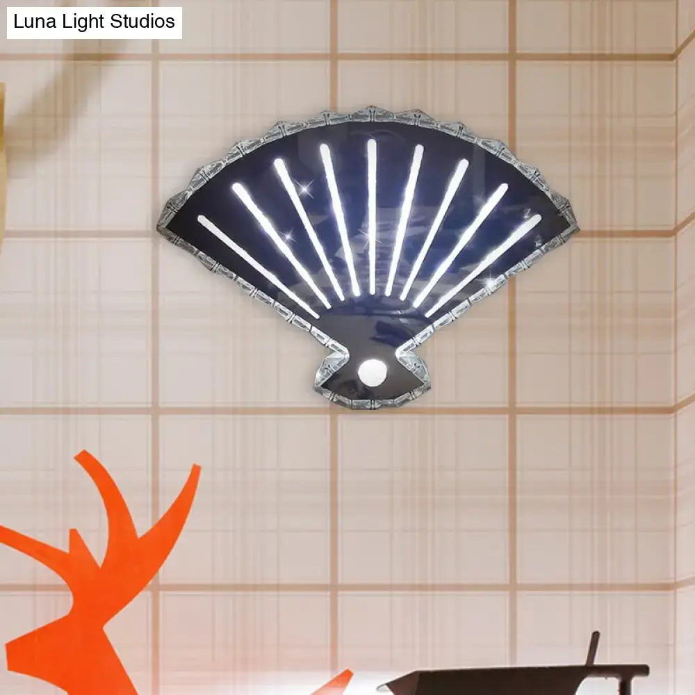 Modern silver fan wall lamp bedroom scalloped led light