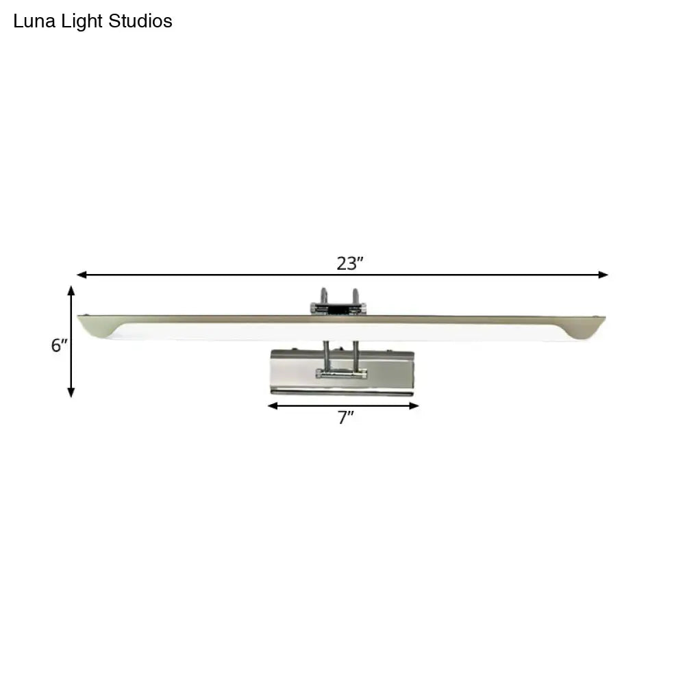 DecorBites™ Modern Silver Finish Linear Wall Mount LED Stainless Steel Vanity Lamp for Bedroom - 16"/23.5" Width