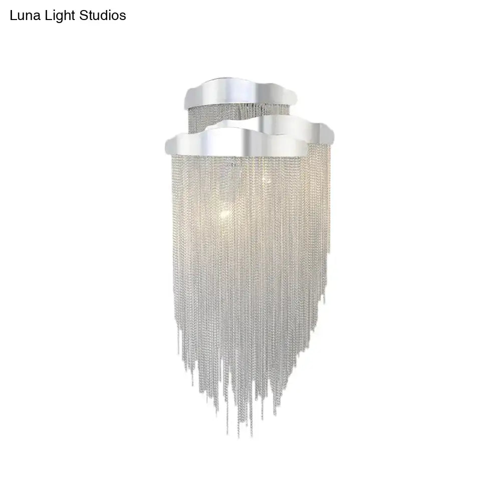 DecorBites™ Modern Aluminum Tassel Wall Sconce with 3 Lighting Options in Silver/Gold for Bedside