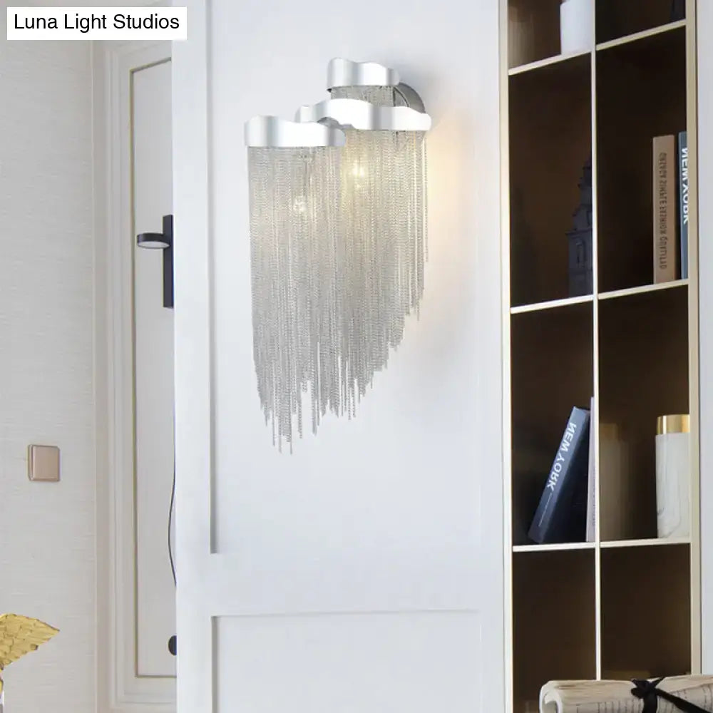 DecorBites™ Modern Aluminum Tassel Wall Sconce with 3 Lighting Options in Silver/Gold for Bedside