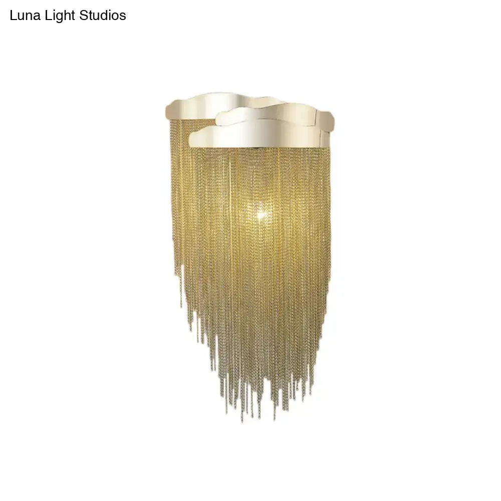 DecorBites™ Modern Aluminum Tassel Wall Sconce with 3 Lighting Options in Silver/Gold for Bedside