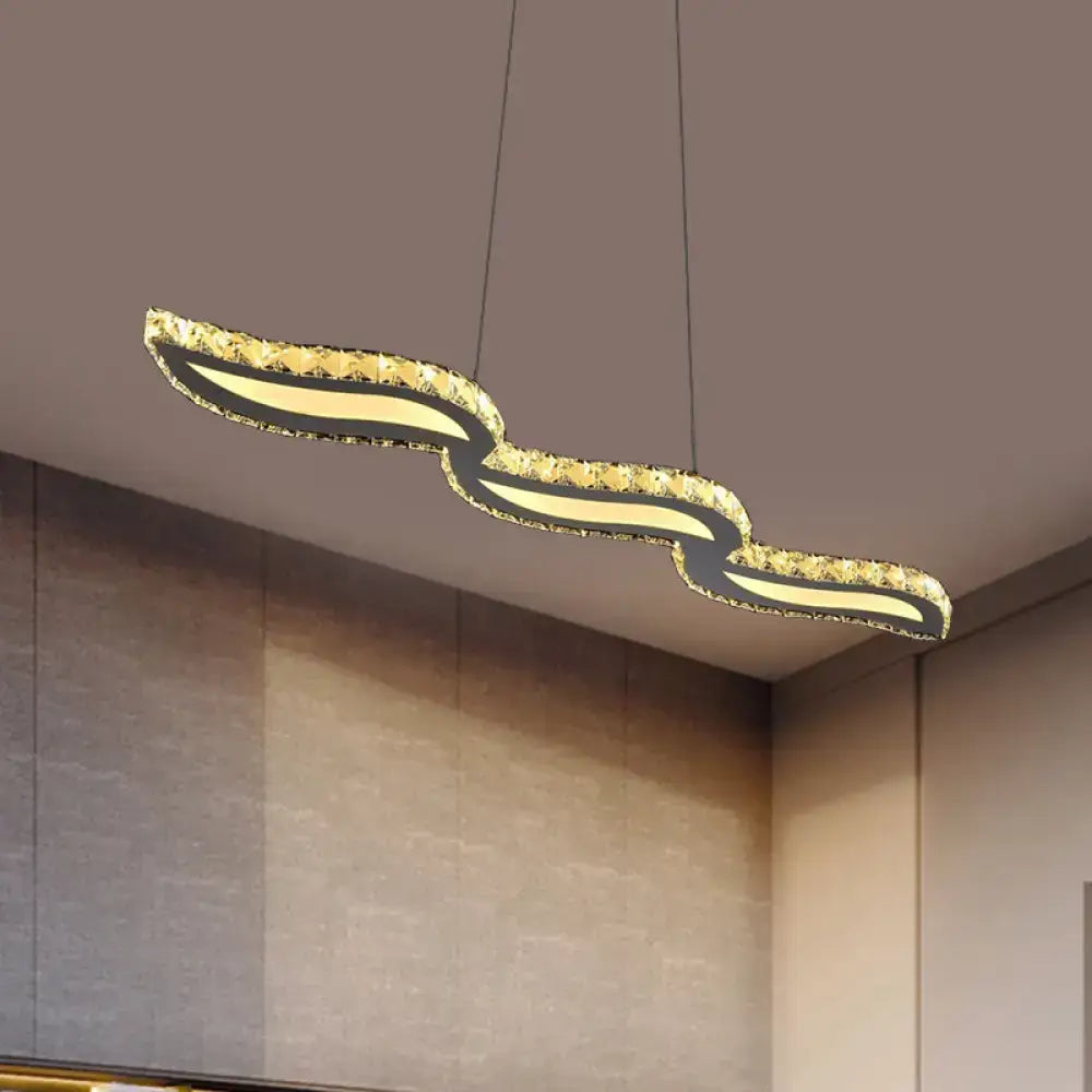 DecorBites™ Minimalist LED Crystal Ceiling Light for Restaurant with Silver Island Pendant
