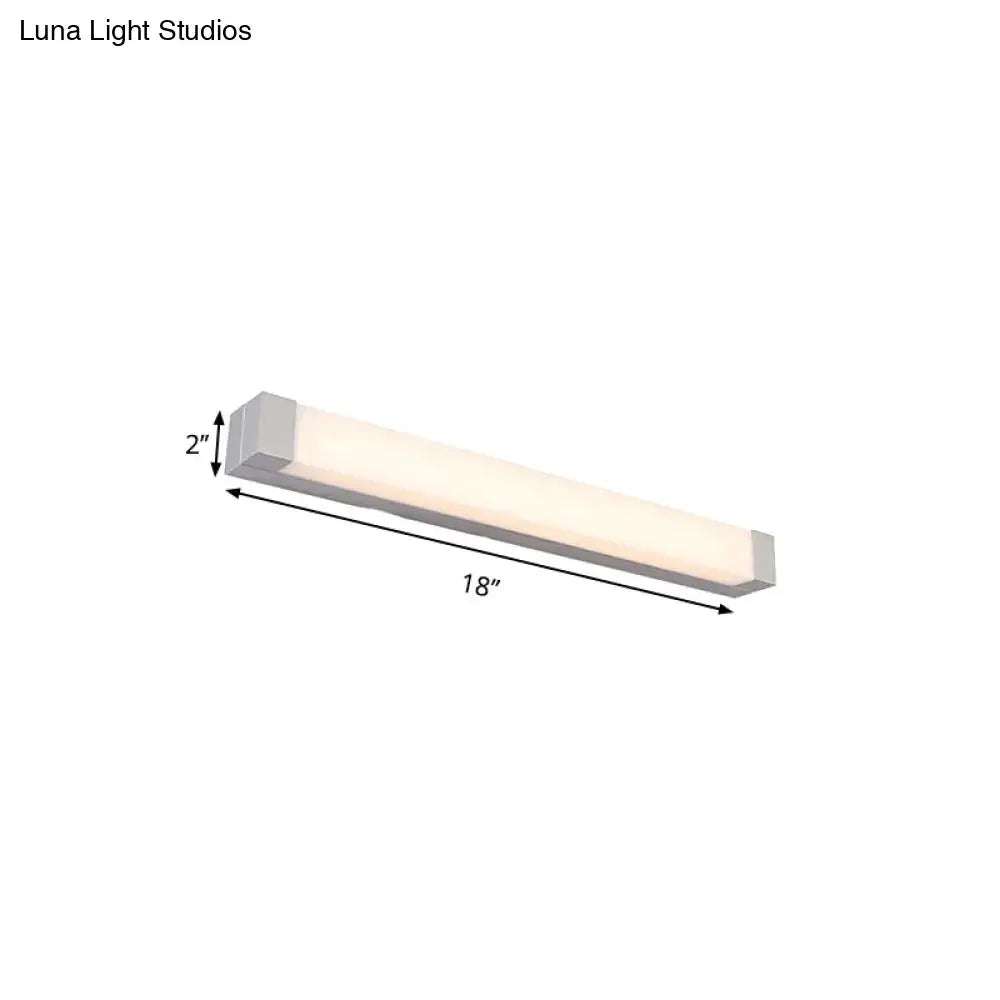 DecorBites™ Rectangle Bathroom Wall Mount Light Aluminum LED Nordic Vanity Lamp with Acrylic Shade in White, Warm/White Light (18"/22" W)