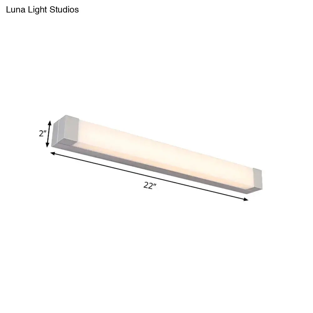 DecorBites™ Rectangle Bathroom Wall Mount Light Aluminum LED Nordic Vanity Lamp with Acrylic Shade in White, Warm/White Light (18"/22" W)