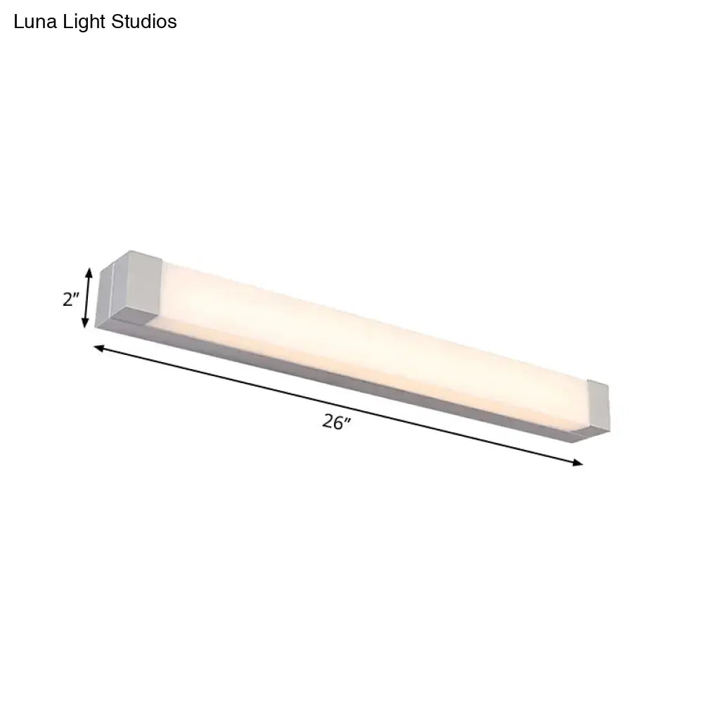 DecorBites™ Rectangle Bathroom Wall Mount Light Aluminum LED Nordic Vanity Lamp with Acrylic Shade in White, Warm/White Light (18"/22" W)