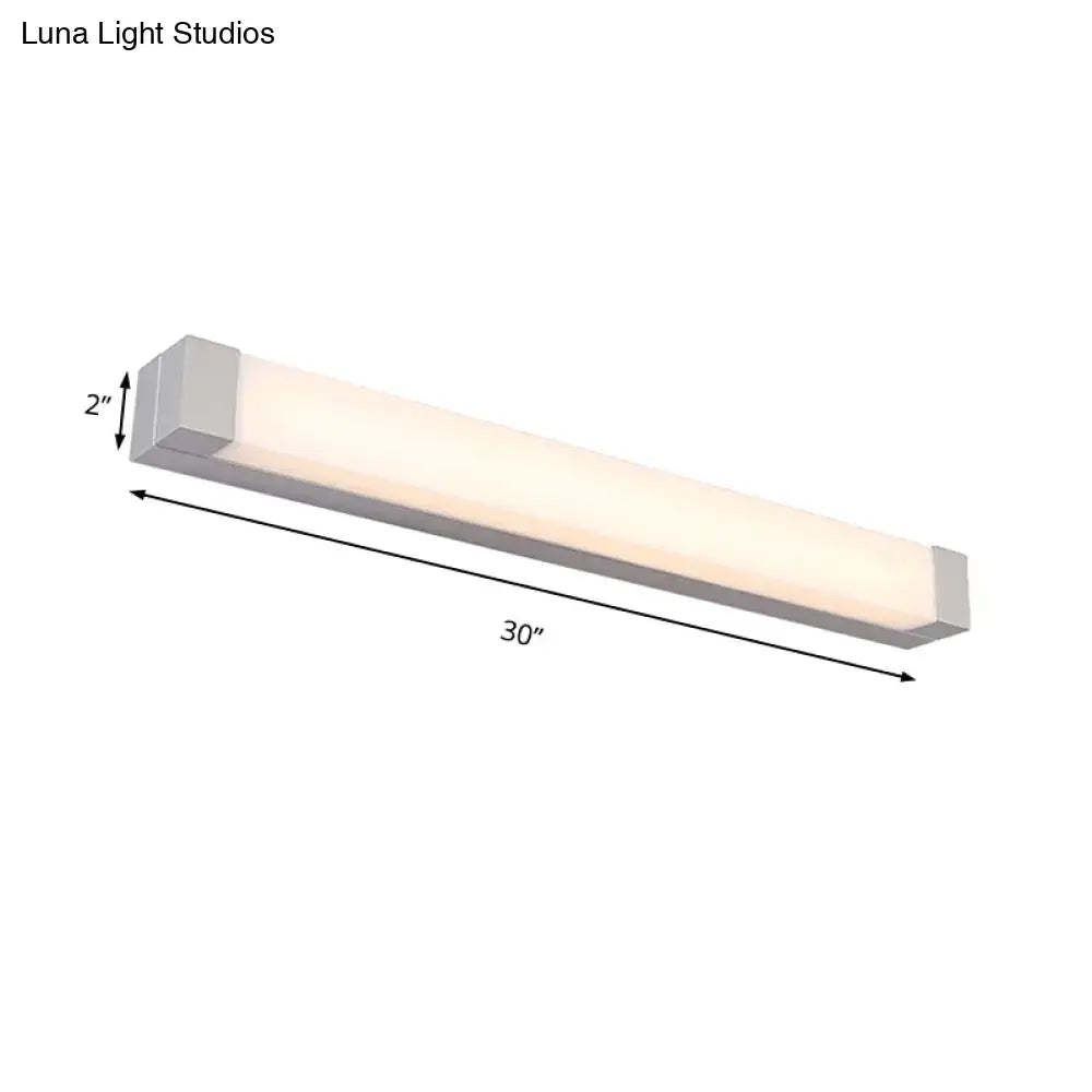 DecorBites™ Rectangle Bathroom Wall Mount Light Aluminum LED Nordic Vanity Lamp with Acrylic Shade in White, Warm/White Light (18"/22" W)