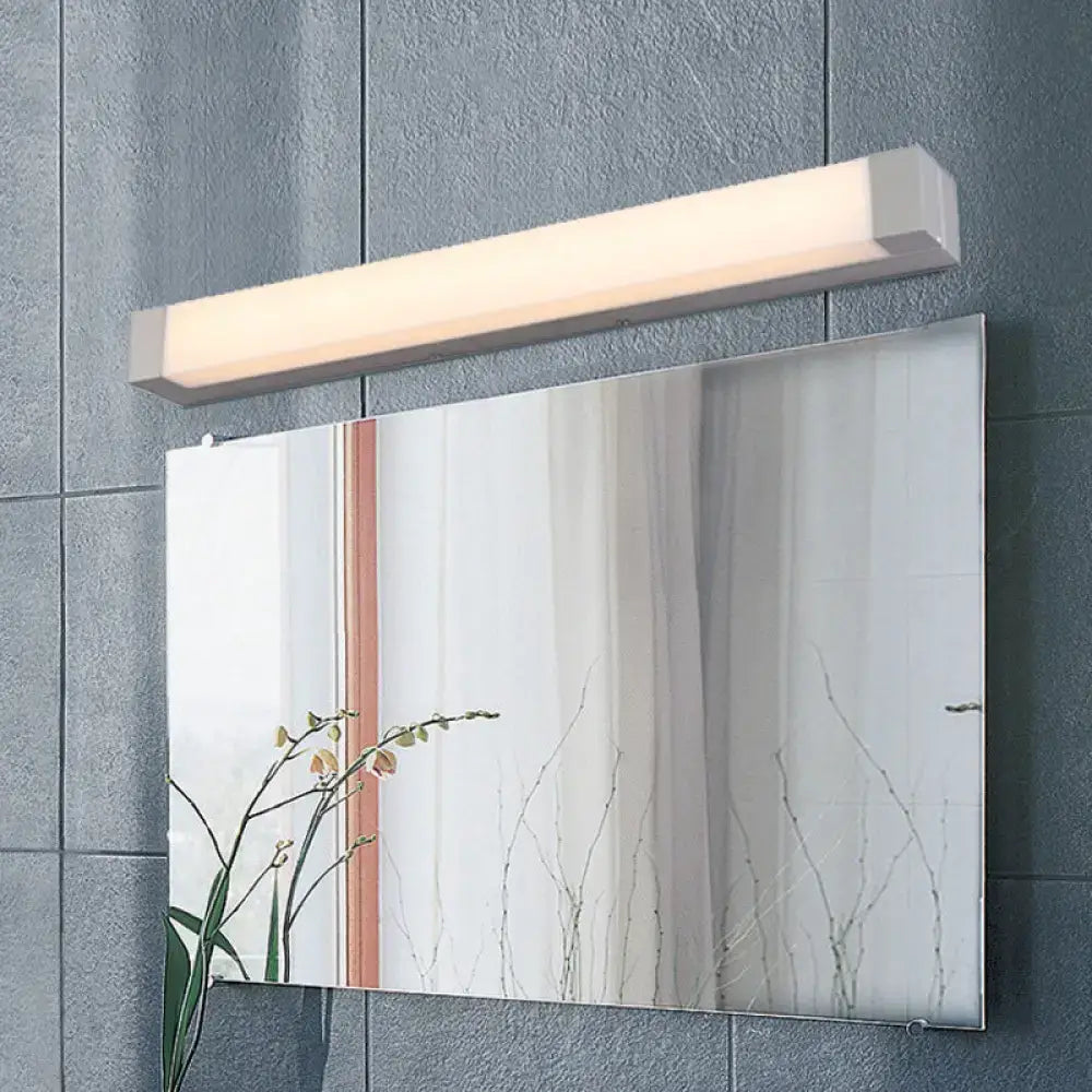 DecorBites™ Rectangle Bathroom Wall Mount Light Aluminum LED Nordic Vanity Lamp with Acrylic Shade in White, Warm/White Light (18"/22" W)
