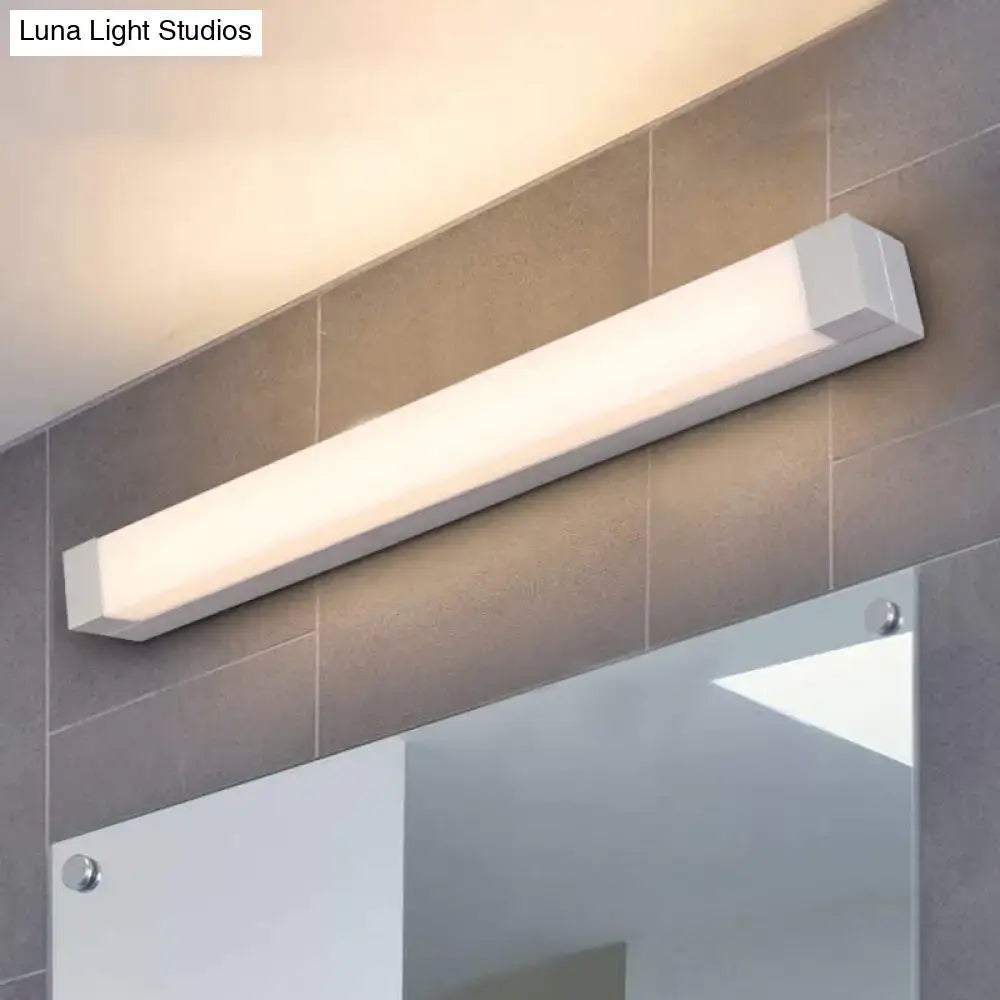 DecorBites™ Rectangle Bathroom Wall Mount Light Aluminum LED Nordic Vanity Lamp with Acrylic Shade in White, Warm/White Light (18"/22" W)