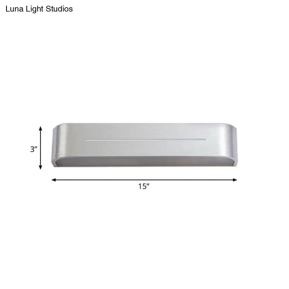 Modern silver rectangular led wall sconce with aluminum shade bedroom