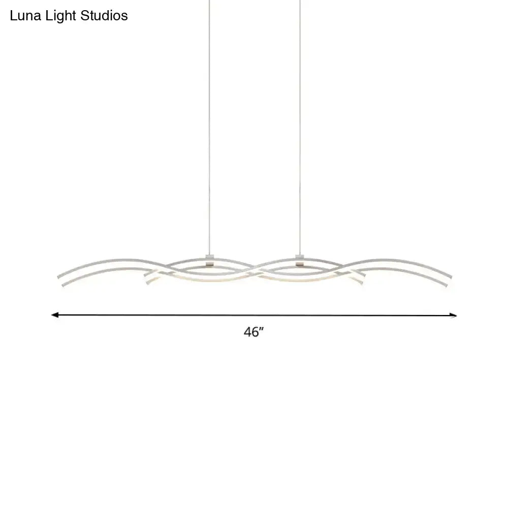 DecorBites™ Acrylic LED Island Pendant Light in Warm/White - Silver Wave Suspended Fixture