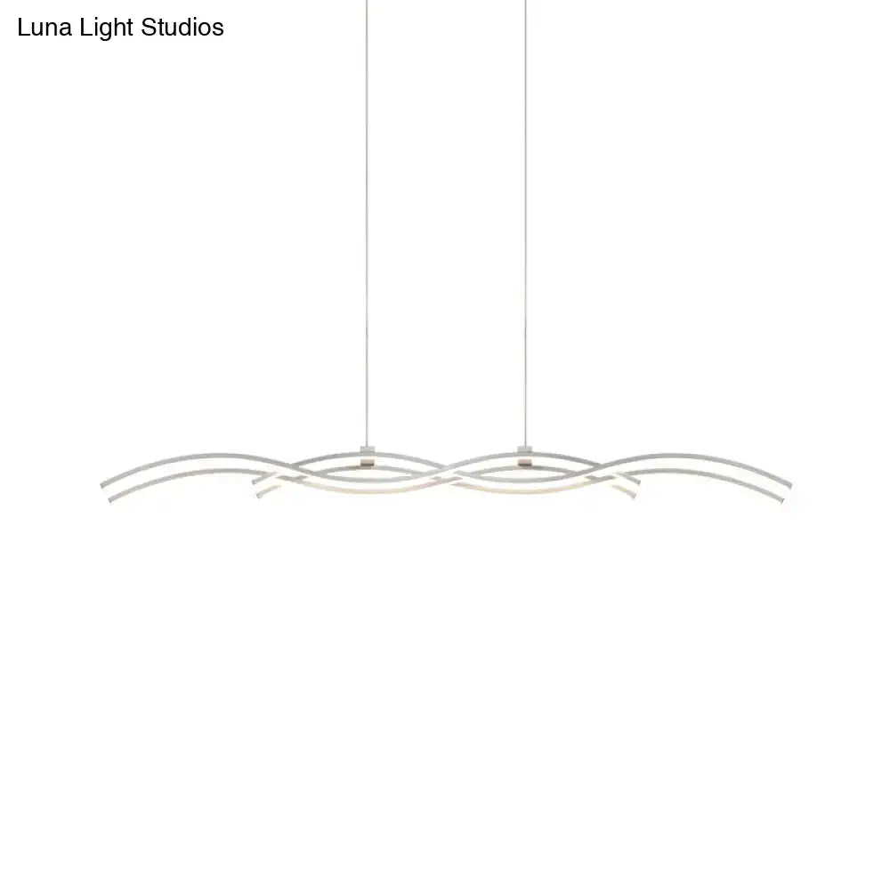DecorBites™ Acrylic LED Island Pendant Light in Warm/White - Silver Wave Suspended Fixture