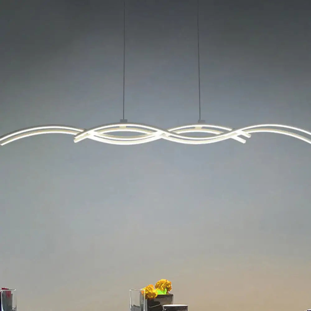 DecorBites™ Acrylic LED Island Pendant Light in Warm/White - Silver Wave Suspended Fixture