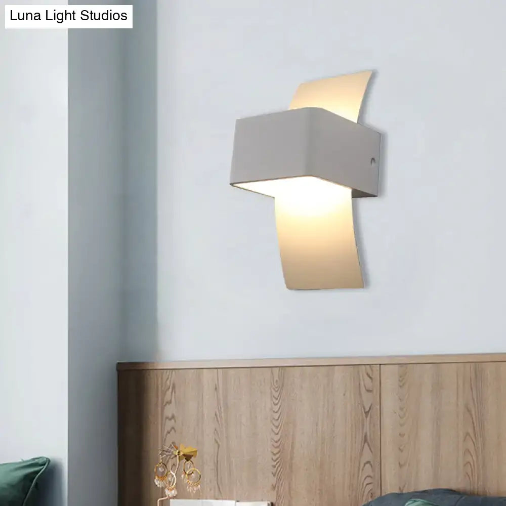 Modern sleek white wall sconce – bedroom warm led light