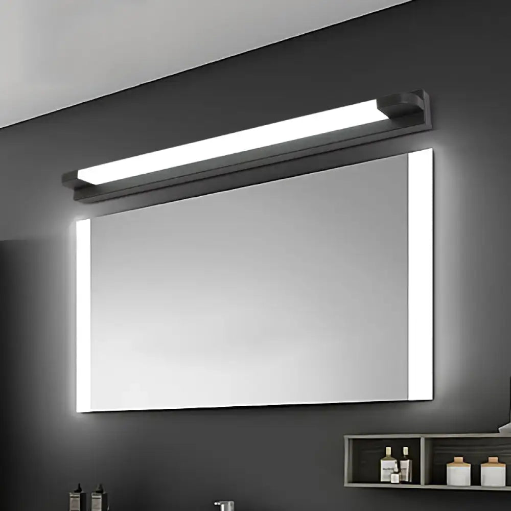Modern slim led bathroom vanity light in black & white warm white