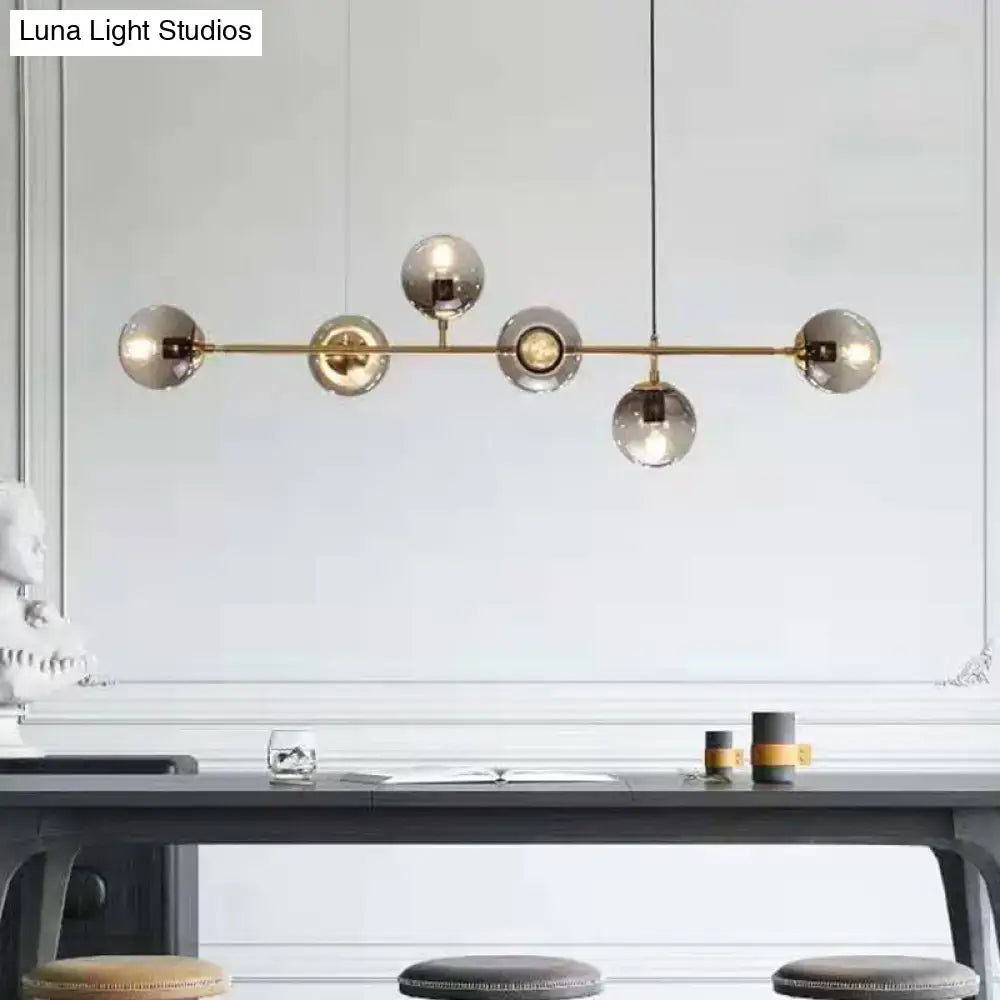Modern smoke gray and gold linear design pendant light dining room