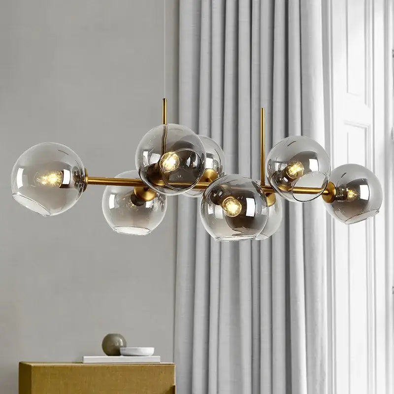 Modern smoked glass ball pendant lights for dining room