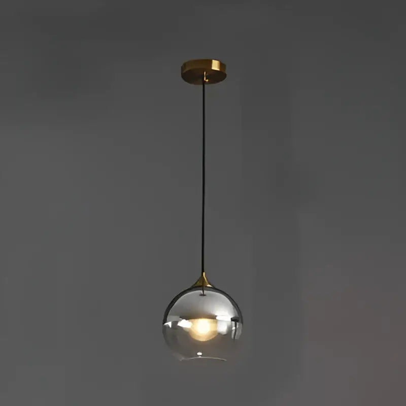 Modern smoked glass ball pendant lights kitchen & dining room triple set
