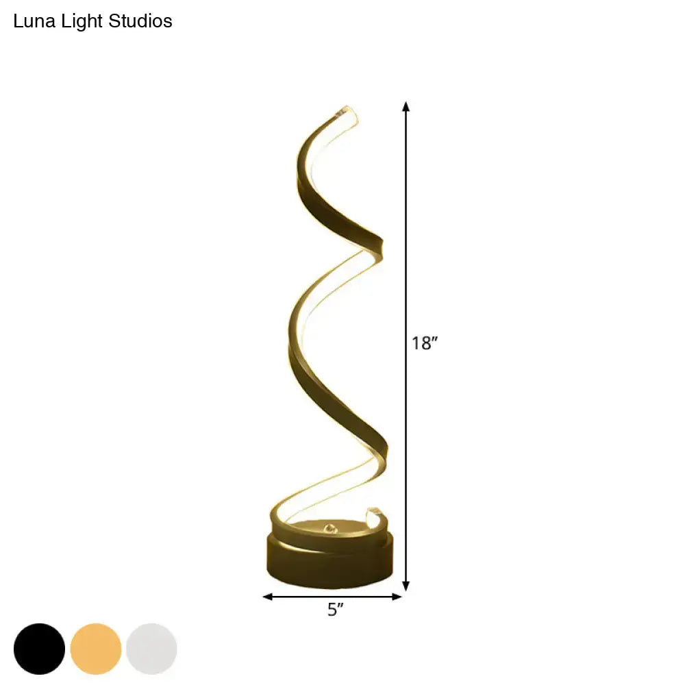 Modern spiral black white & gold led table lamp bedroom task light