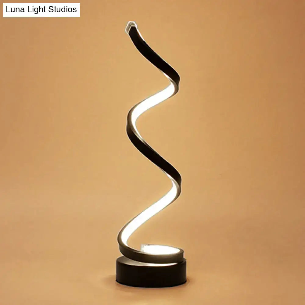 Modern spiral black white & gold led table lamp bedroom task light