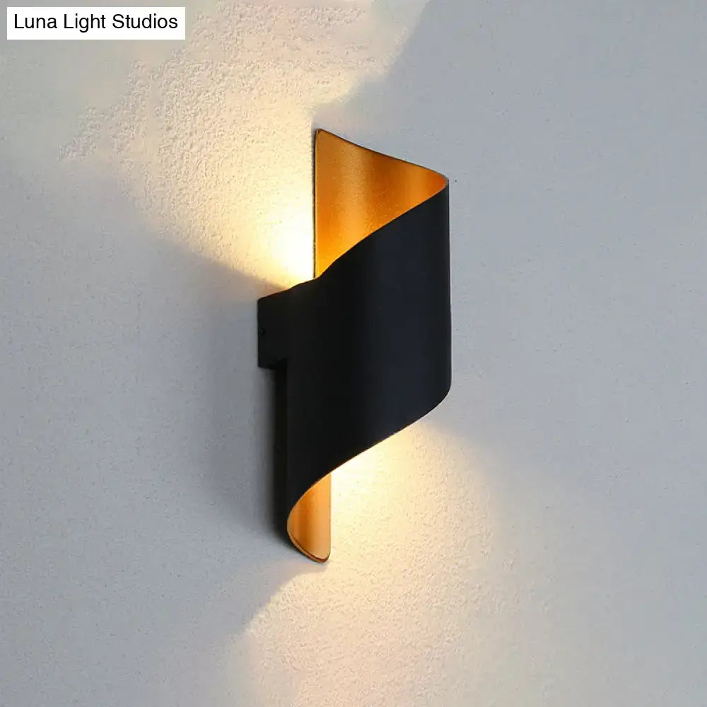 Modern spiral white & gold wall sconce bedroom direct wired light