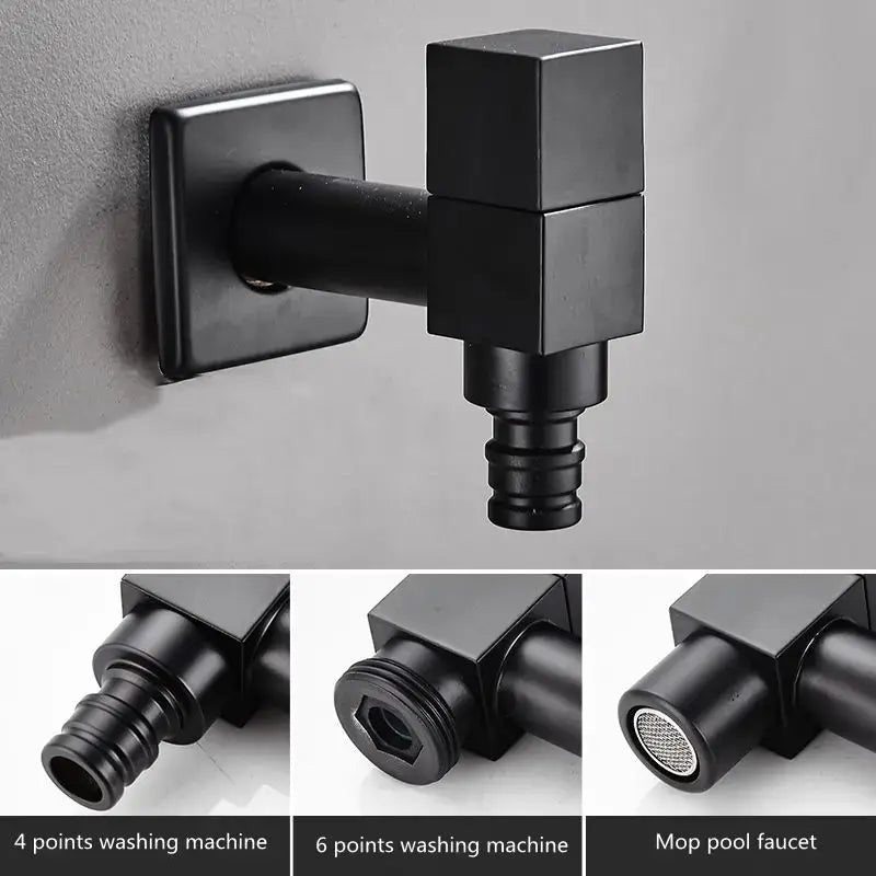 DecorBites™ Black Wall Mount Washing Machine Tap - Garden Outdoor Bathroom Water Faucet