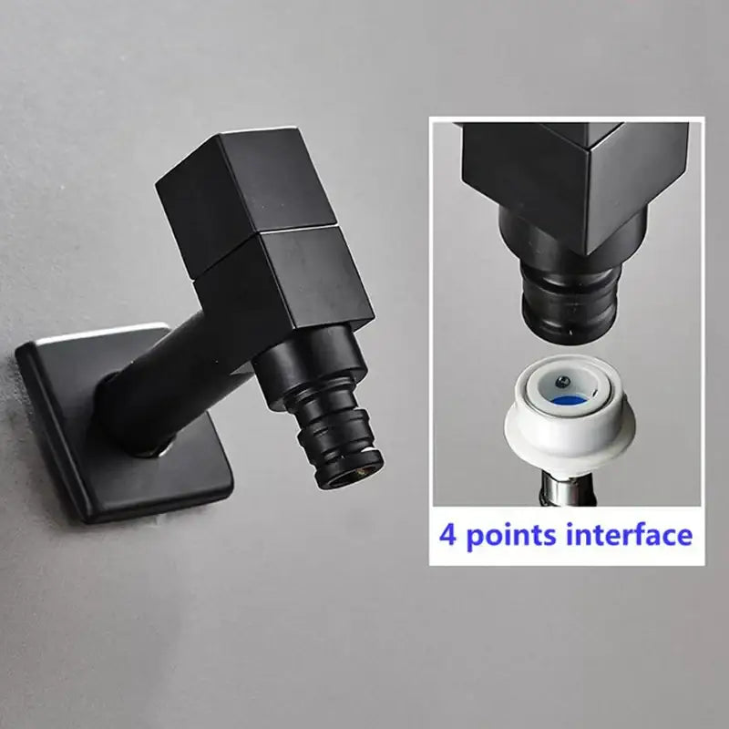 DecorBites™ Black Wall Mount Washing Machine Tap - Garden Outdoor Bathroom Water Faucet