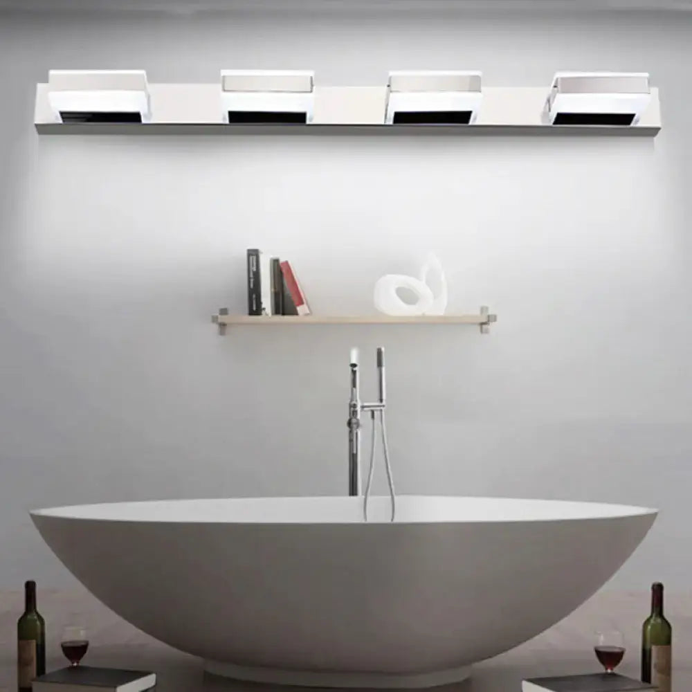 DecorBites™ Modern Square LED Vanity Sconce with Stainless Steel & White Chrome Finish for Bath