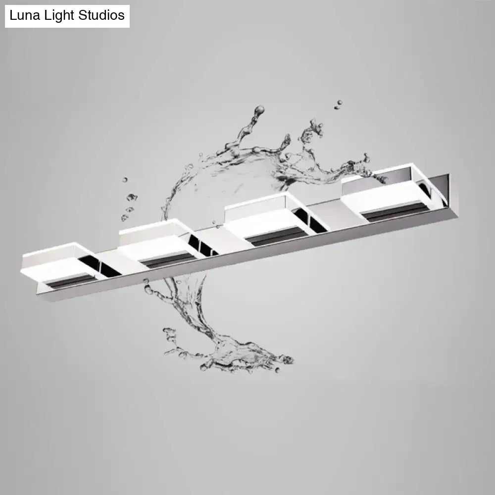 DecorBites™ Modern Square LED Vanity Sconce with Stainless Steel & White Chrome Finish for Bath