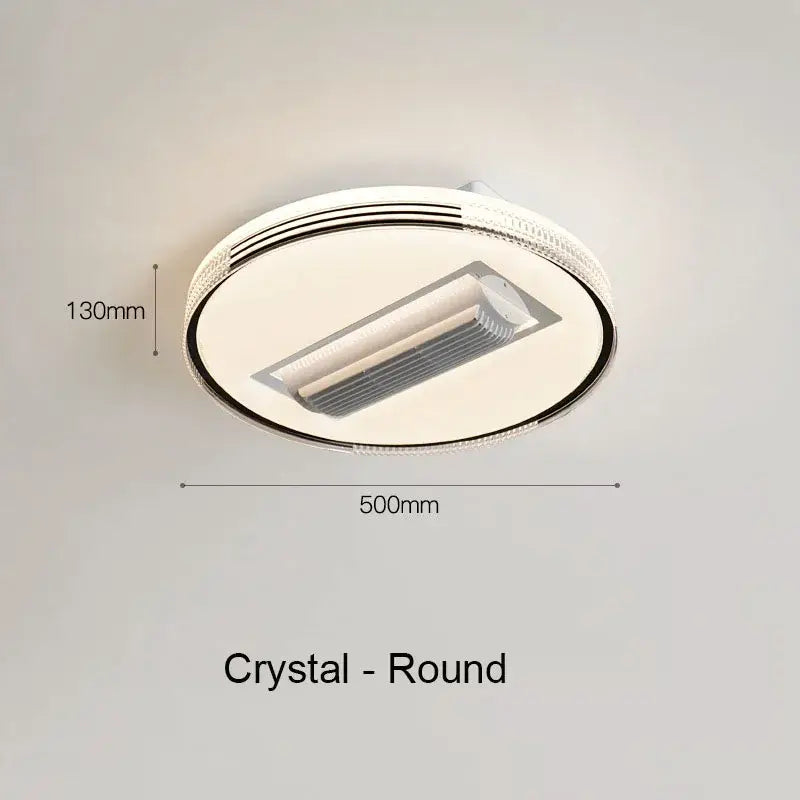 Modern square white & chrome led ceiling fan light bedroom ventilator
