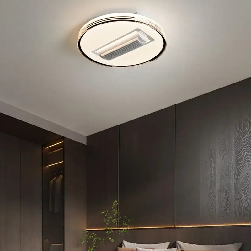 Modern square white & chrome led ceiling fan light bedroom ventilator