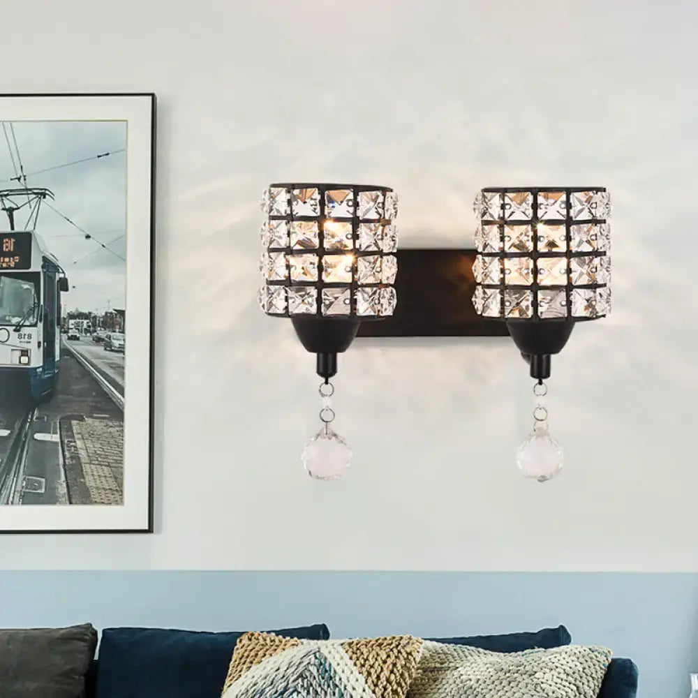 Modern style black crystal wall sconce bedroom 110v-120v light fixture