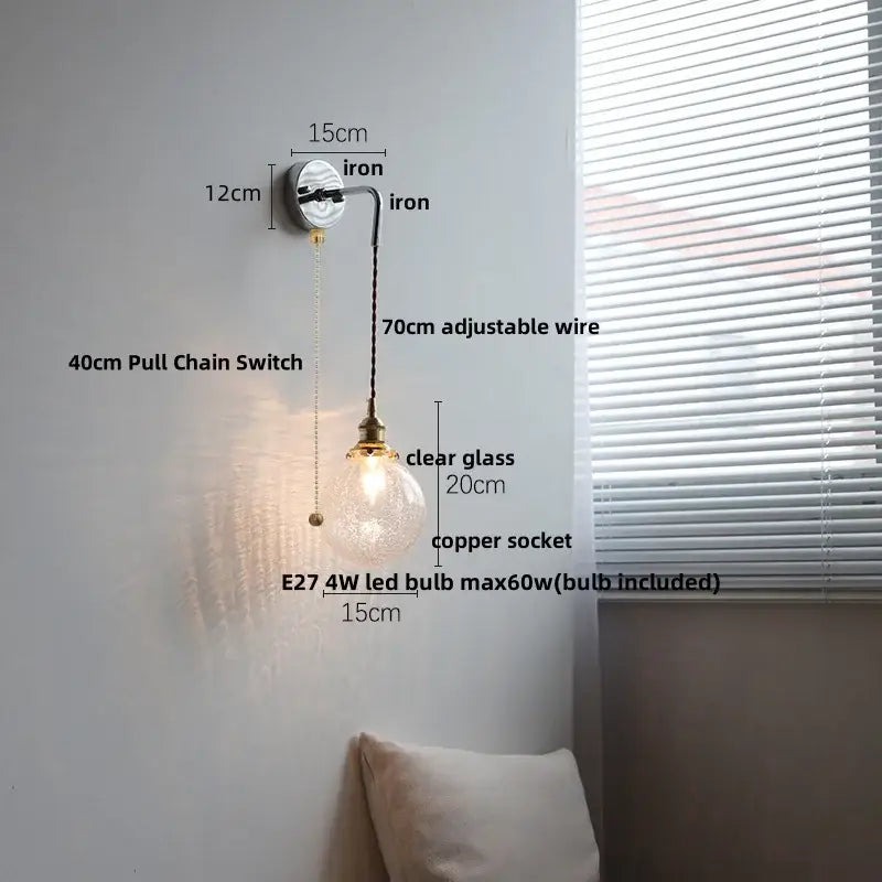 Modern sunset glass led wall sconce bedroom brass lamp
