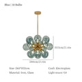 Modern teal and brass glass bubble chandelier living room pendant light