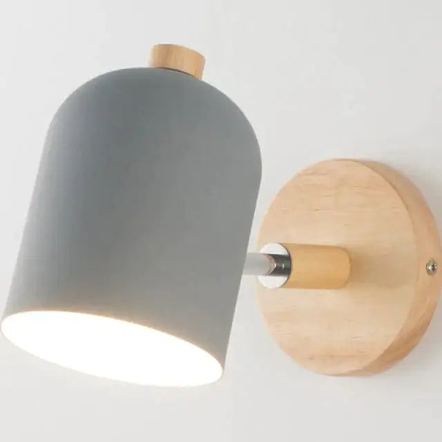 Modern teal and wood wall lamp bedroom sconce