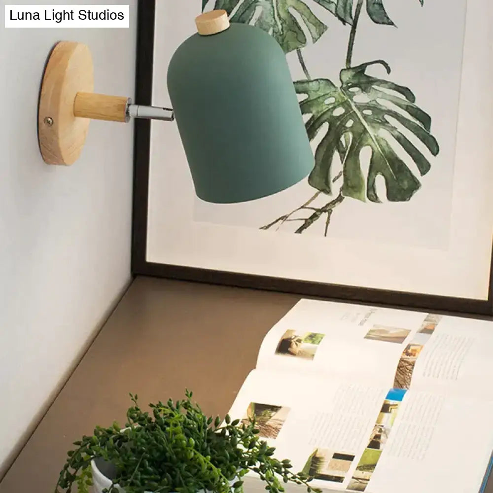 Modern teal and wood wall lamp bedroom sconce