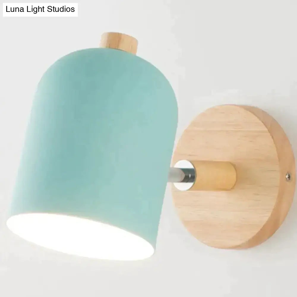 Modern teal and wood wall lamp bedroom sconce