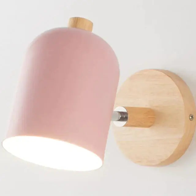Modern teal and wood wall lamp bedroom sconce