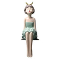 Modern teal bowknot girl figurine living room storage sculpture